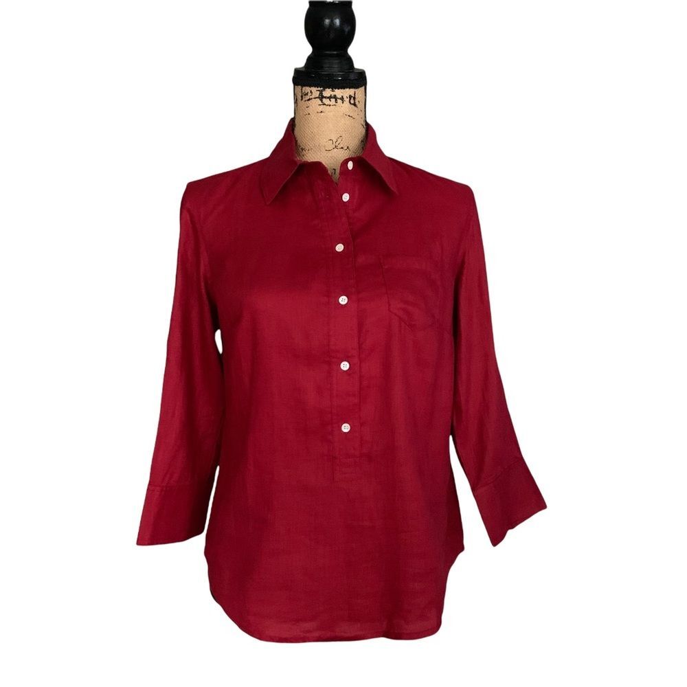 JCREW Button-up 3/4 Sleeves Popover Dress Shirt‎